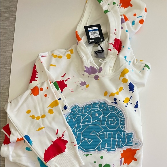 Puma White Hoodie with Colorful Paint-Splash Accents - Picture 3 of 4